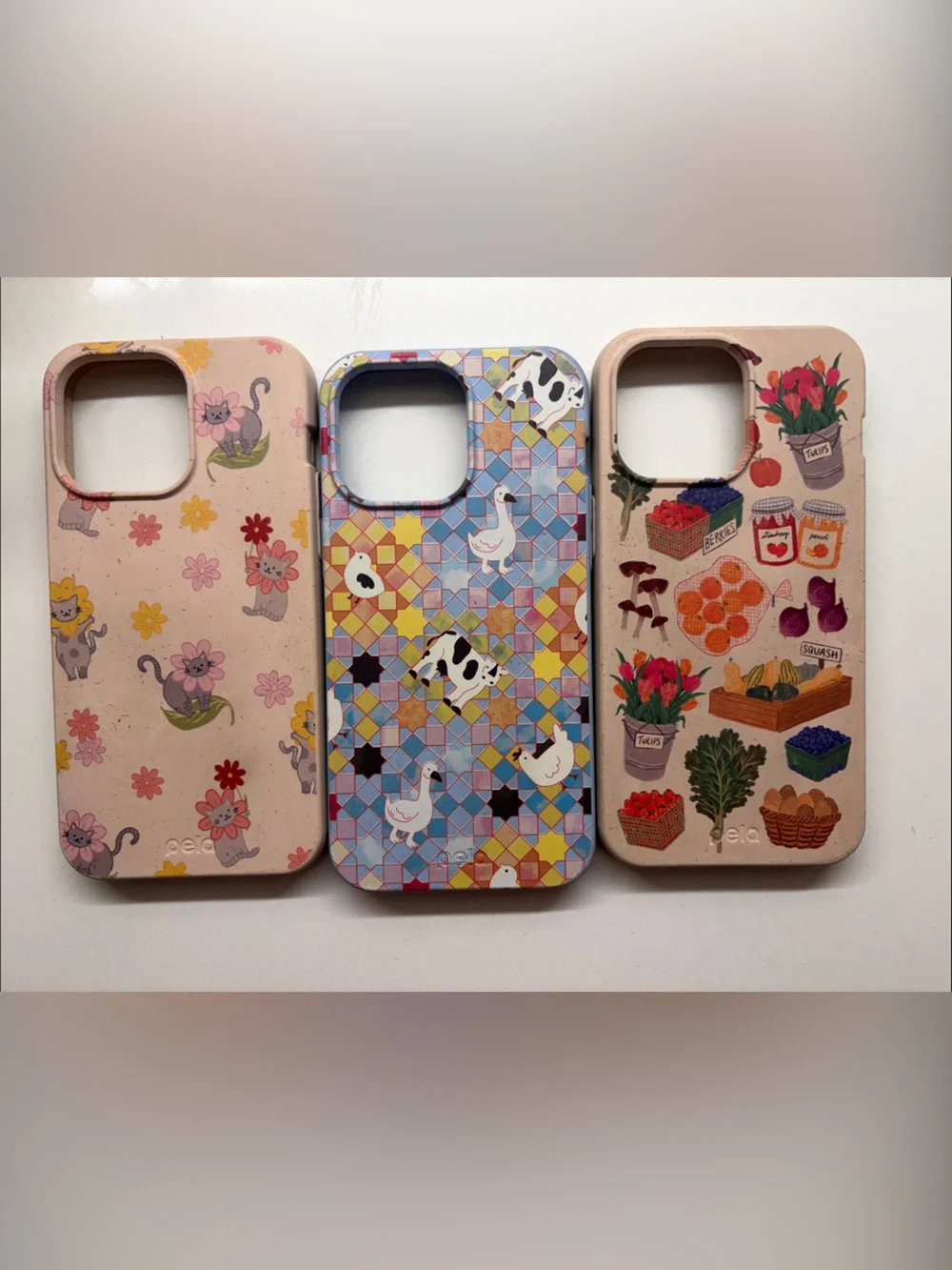 Decorative Floral & Animal iPhone Case Bundle - Pink, Multicolor, Beige